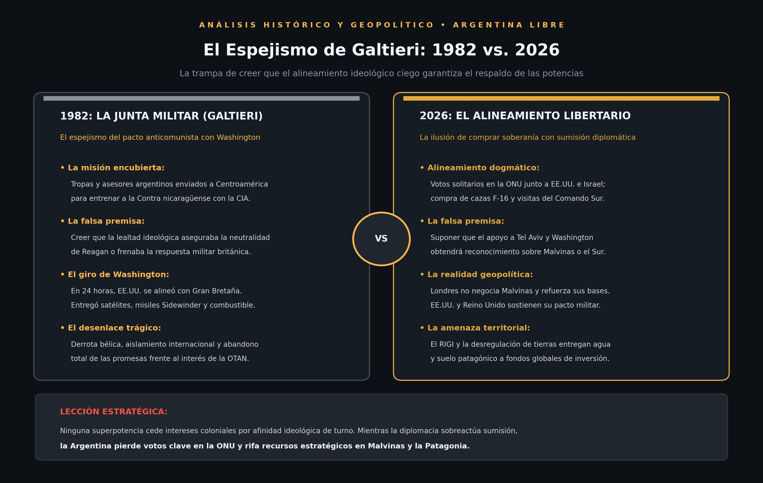 Infografía: El Espejismo de Galtieri: 1982 vs. 2026